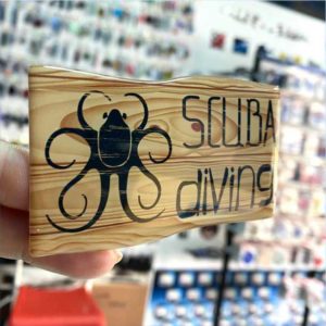 Scuba Diving Wood flag sticker